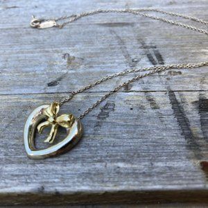 Tiffany & Co. Silver & 18K Yellow Gold Heart Ribbon Pendant Necklace